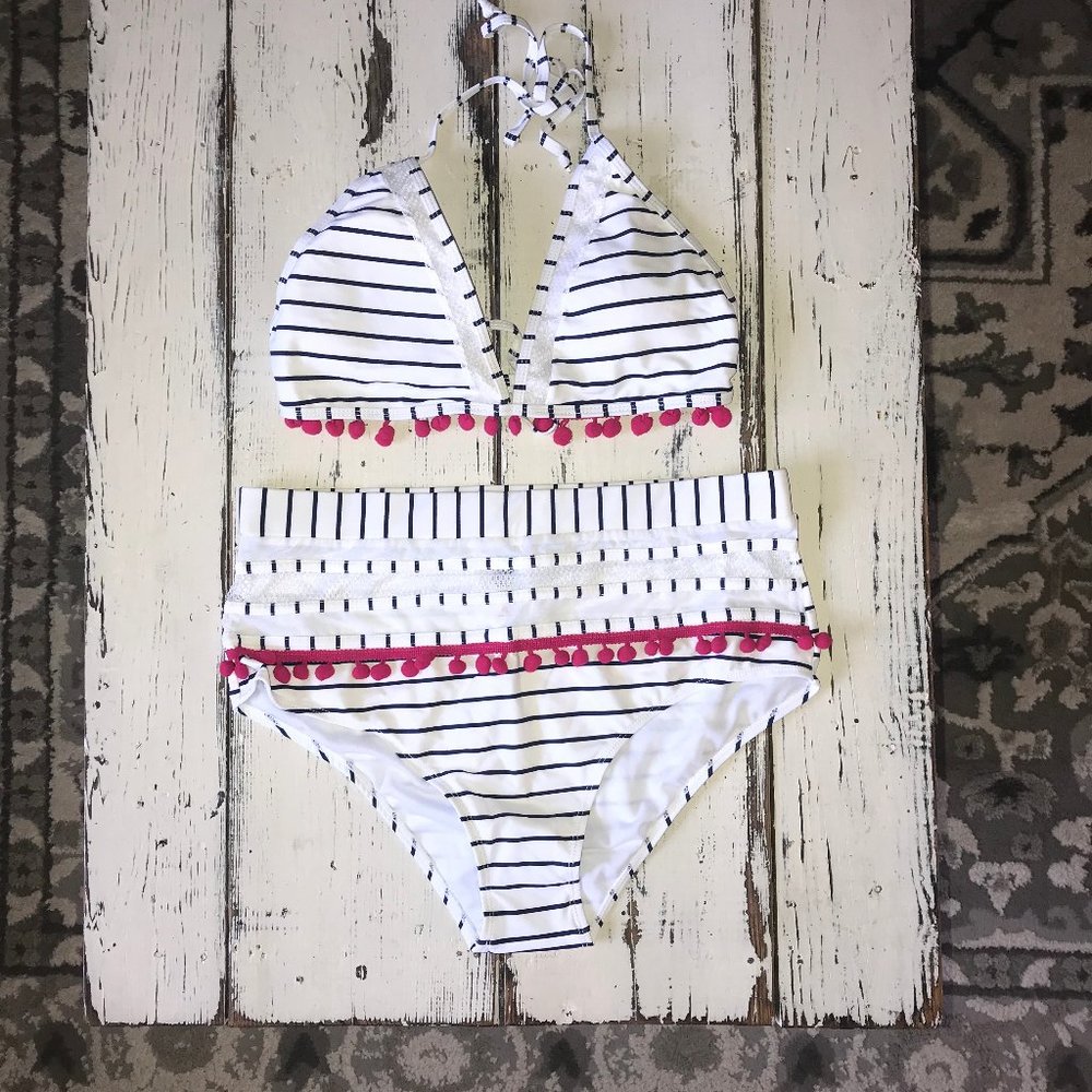 XL Stripe Bikini Pink Trim *make an offer!
